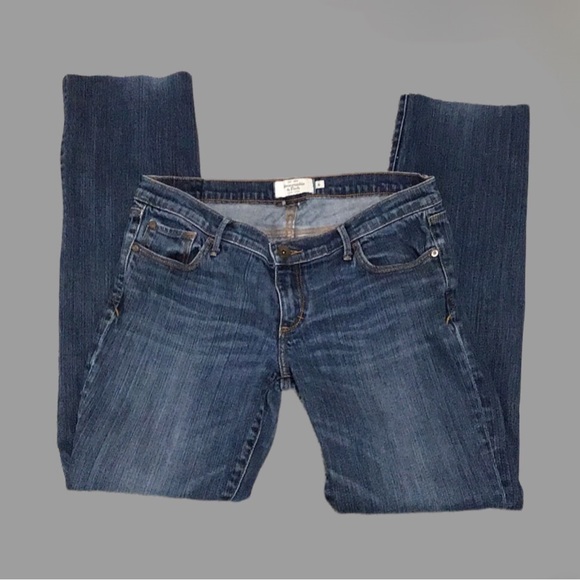 Abercrombie & Fitch Denim Blue Low-Rise Straight Leg Jeans, Stretch, Size 6 - Picture 5 of 9